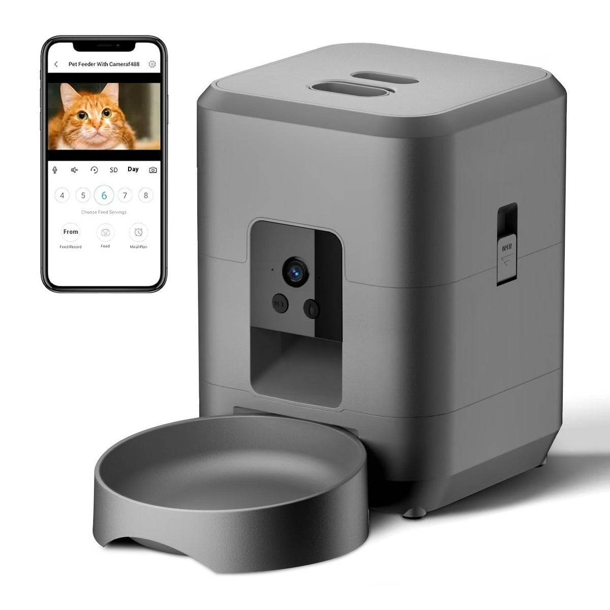 Pet Feeder with Timer and Wi-Fi App