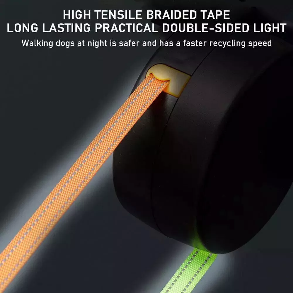 Dual Pet Leash Retractable Reflective Lead 360 Swivel Double Dog Walking Leash