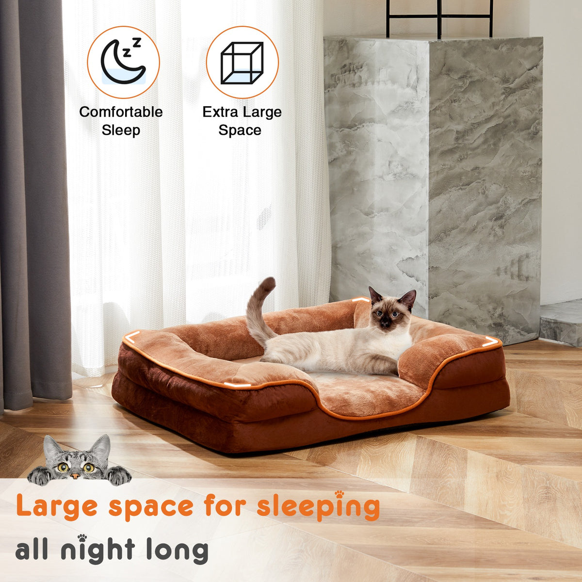 Memory Foam Pet Bed with Washable Cover for Small Dogs & Cats