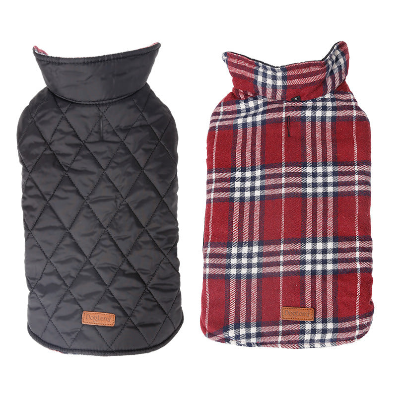 Waterproof Reversible Plaid Dog Jacket for Pets