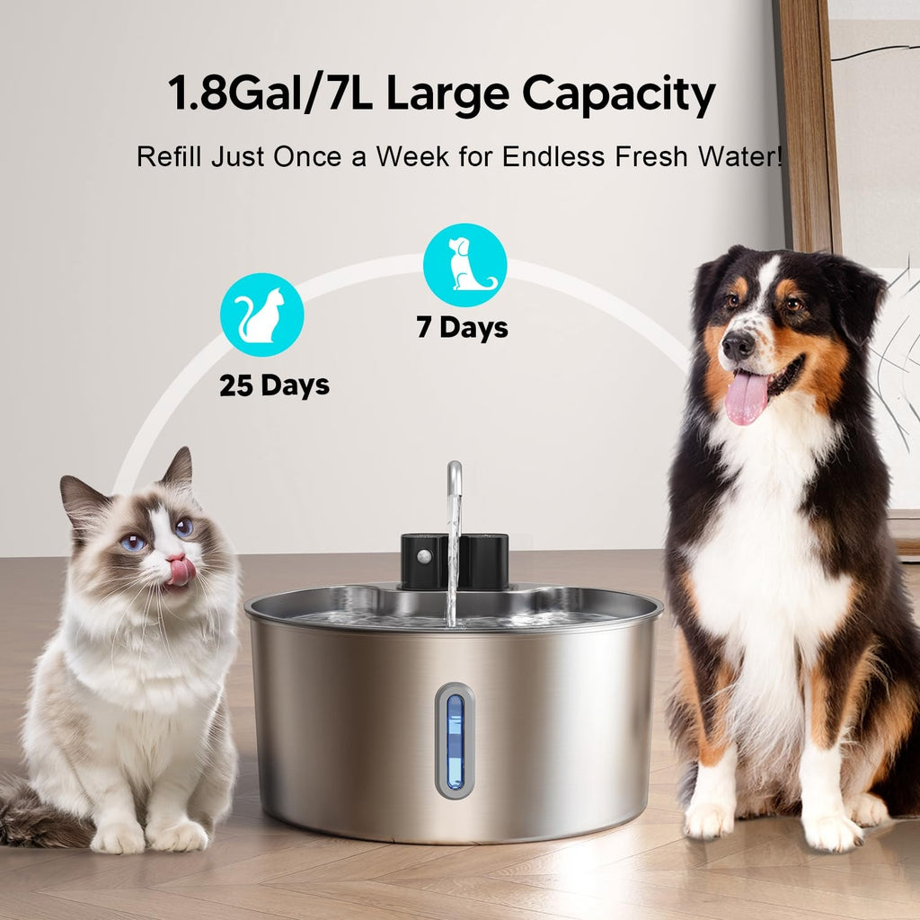 7L Stainless Steel Dog Water Dispenser