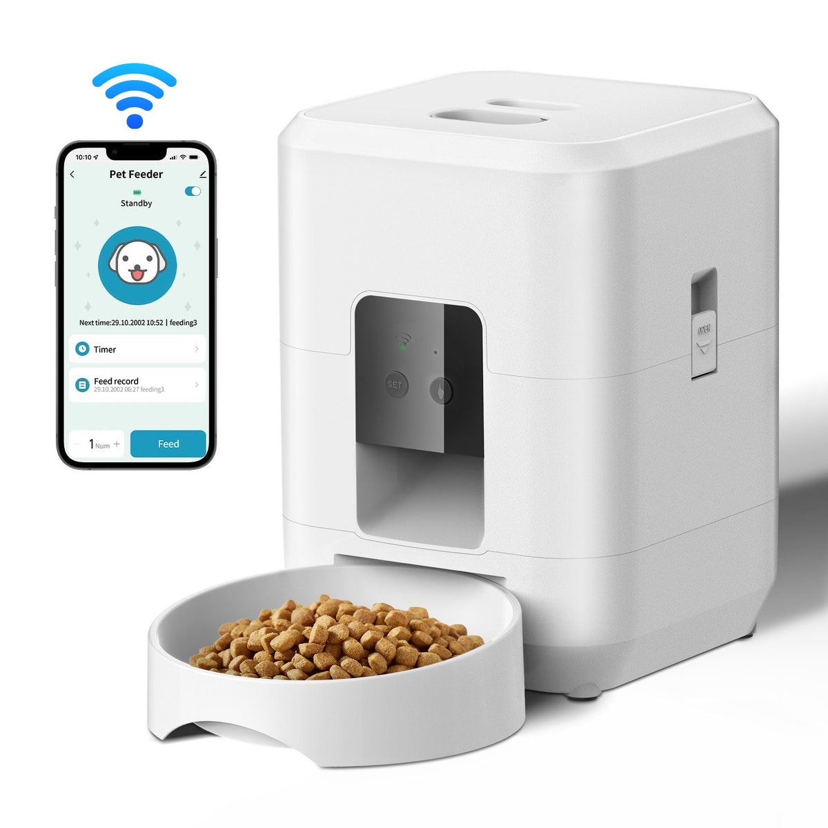 Pet Feeder with Timer and Wi-Fi App