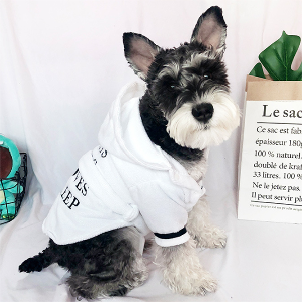 Hooded Pajamas Dog Bathrobe - White Dog Clothing