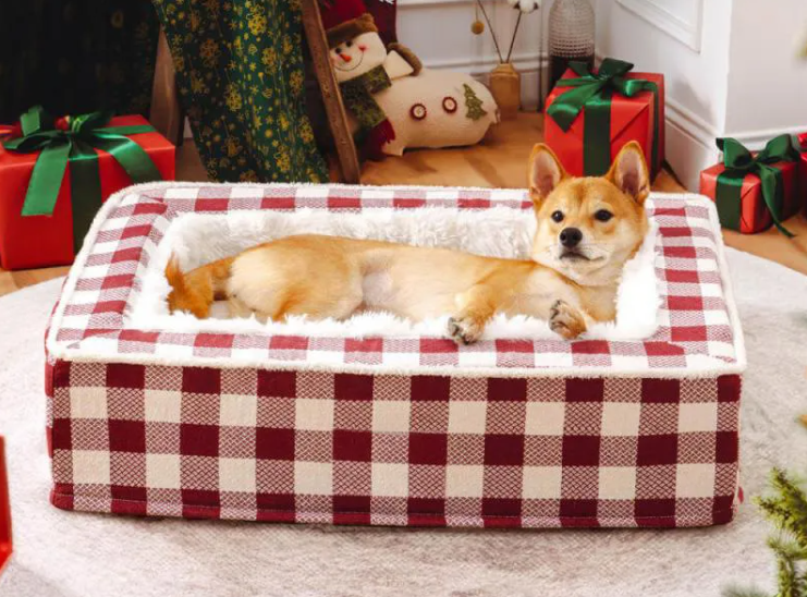 Washable Classic Plaid Pet Bed