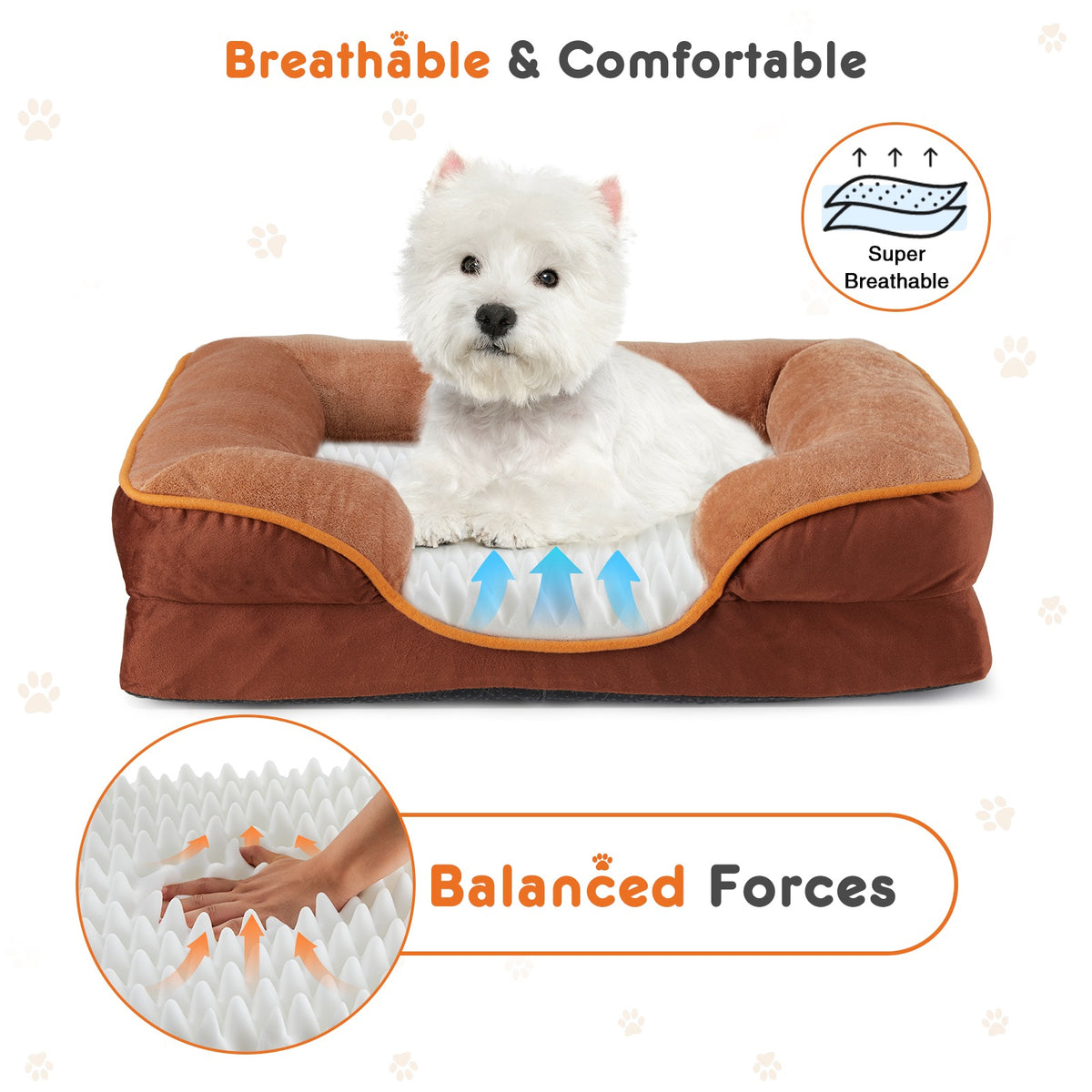 Memory Foam Pet Bed with Washable Cover for Small Dogs & Cats