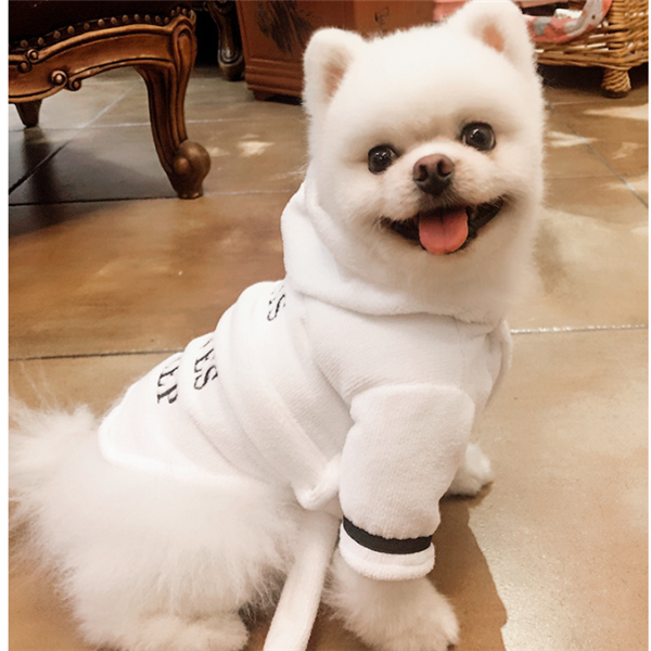 Hooded Pajamas Dog Bathrobe - White Dog Clothing