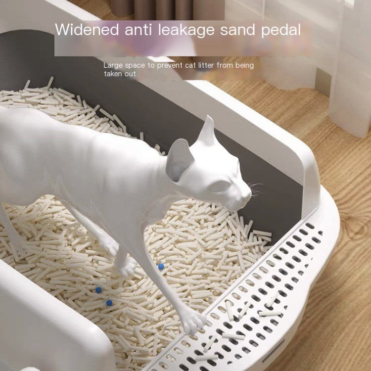 Large Semi-Enclosed Cat Litter Box with Removable Parts