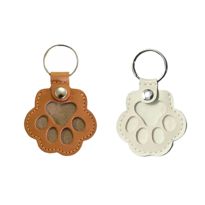 Pet Hair Memorial Keychain PU Leather Keepsake Locket for Cat Dog Fur Pet Hair Storage Pendant Handbag Hanging Accessories
