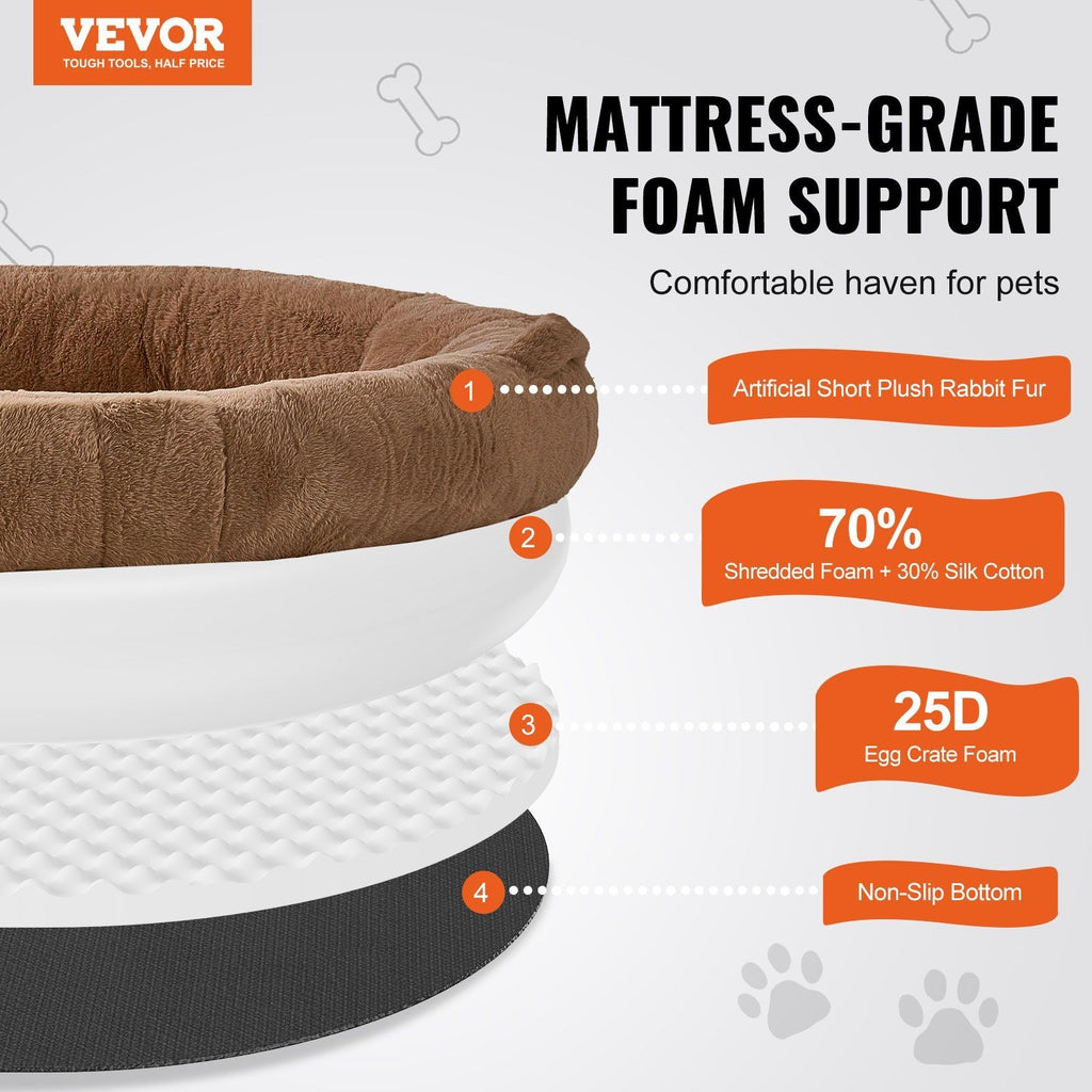 Large Human Dog Bed with Washable Faux Rabbit Fur