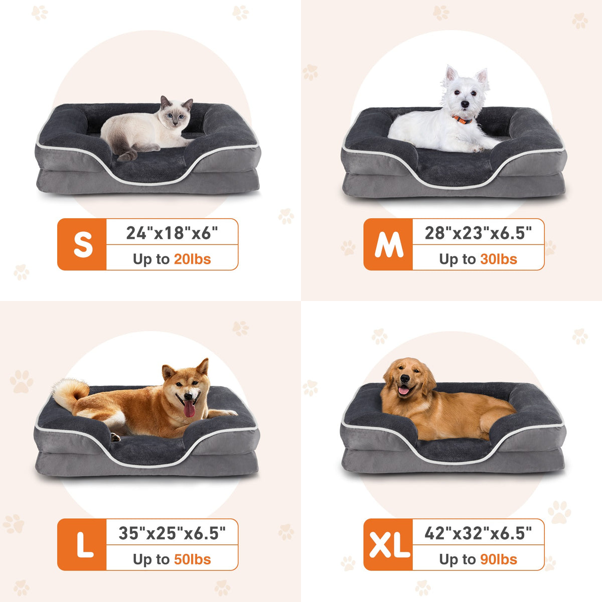 Memory Foam Pet Bed with Washable Cover for Small Dogs & Cats